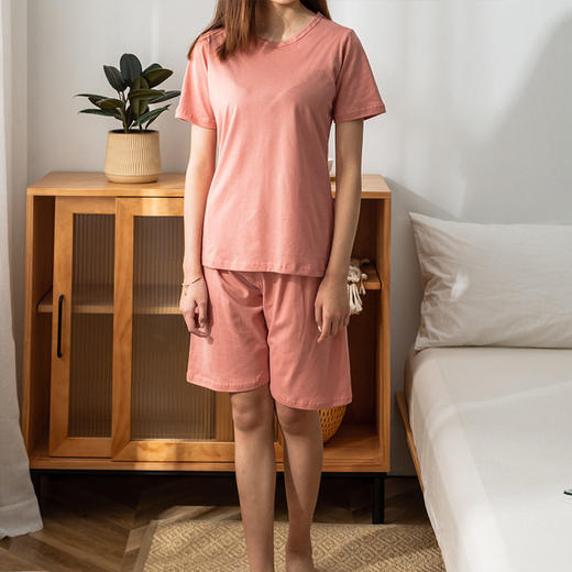 日式无印纯色T恤良品全棉T恤衫套装夏季短裤套装纯棉家居服T情侣 商品图3