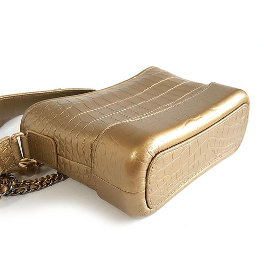 【95新】CHANEL香奈儿流浪包AS0865B00814N4775小号金色鳄鱼纹压花牛皮手提斜挎流浪包女士250226NJS25 商品图7