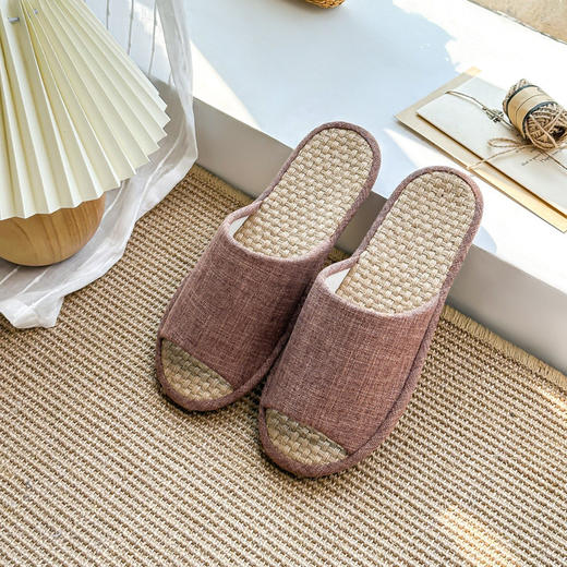 日式布艺拖鞋良品粗麻家居拖鞋春季男女情侣家用拖鞋防水静音拖鞋 商品图1