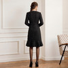 IWY/小香风黑色连衣裙女气质优雅珍珠扣职业长裙法式复古西装裙J25Q223 商品缩略图4