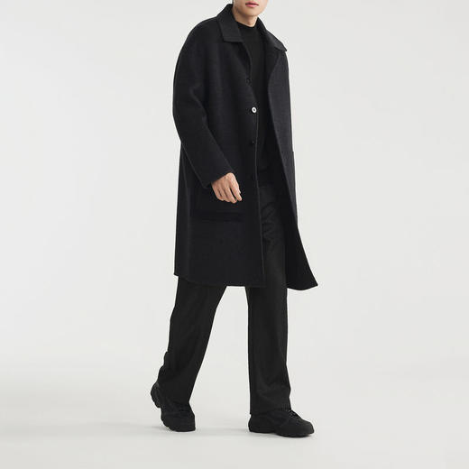 墨麦客男装简约翻领羊毛呢大衣男2025冬款长款男士毛呢外套81495. 商品图2