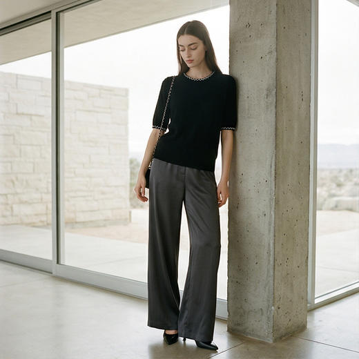 【咕咕同款】PALUOPO/PL短袖圆领女衫100%山羊绒ET23907R/约重143g帕罗 商品图6