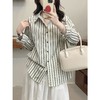2026春夏文艺复古撞色竖条纹纯棉衬衫韩版叠穿百搭休闲上衣！ 商品缩略图0