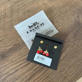 F030656新年红红火火925纯银针甜美百搭樱桃耳钉