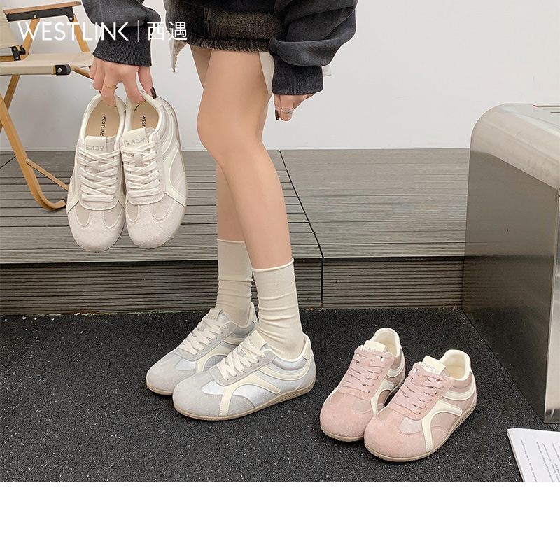 西遇平底德训鞋女2026新款春季巨好看轻便阿甘鞋运动舒适休闲板鞋P0066292