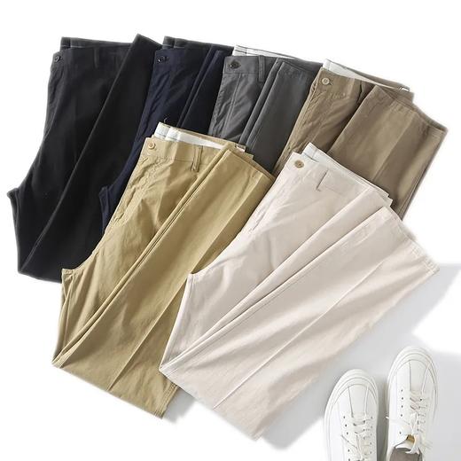 F030606日系风春秋季男士直筒纯色简约透气休闲商务长裤 商品图0