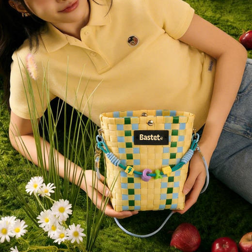 大英博物馆 巴斯特系列编织包手提斜挎包 绿色 黄色 商品图6