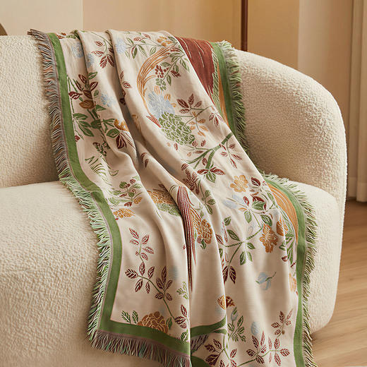 大英博物馆 东方梦境系列 喜上眉梢提花线毯盖毯 商品图1