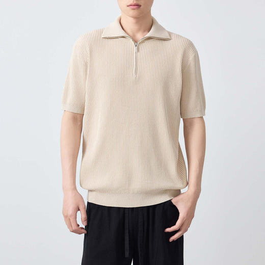 墨麦客高智通勤针织短袖polo衫男2026夏款坑条肌理男士T恤75203. 商品图2