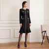 IWY/小香风黑色连衣裙女气质优雅珍珠扣职业长裙法式复古西装裙J25Q223 商品缩略图1