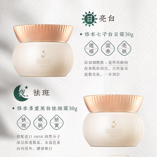 七子膏古方改良 现代科技打造的七子白去斑套装  修本 日霜30g+祛斑霜30g/套 商品图1