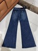F030676复古慵懒松弛感深蓝阔腿裤垂感高腰牛仔裤 商品缩略图1