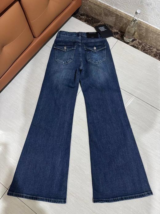 F030676复古慵懒松弛感深蓝阔腿裤垂感高腰牛仔裤 商品图1