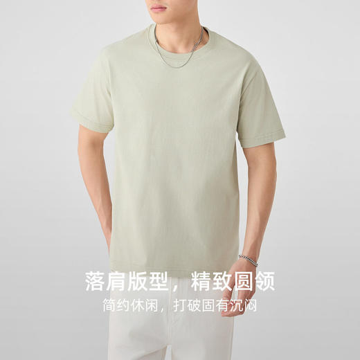 墨麦客230g精梳棉纯色短袖T恤男2026夏款基础男士圆领体恤71141. 商品图2