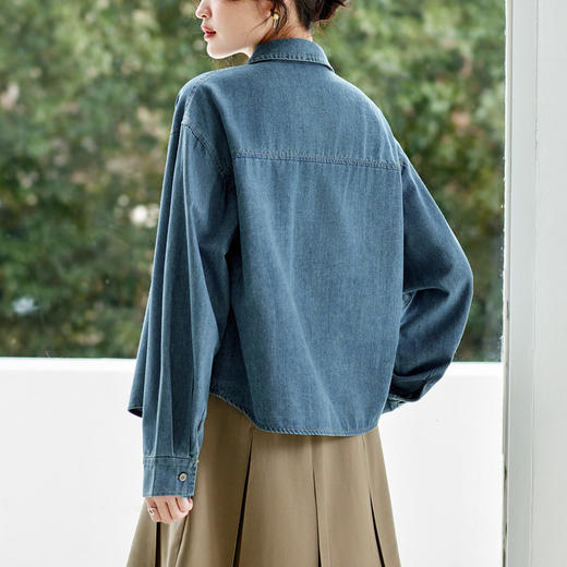 水洗复古牛仔衬衫女场长袖2026春装新款文艺休闲外穿上衣女式衬衣   MJ-61054 商品图3