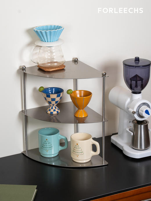FORLEECHS桌面置物架极简不锈钢杯子收纳多层咖啡杯架香水置物架 商品图1