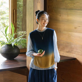 牧衣游原创 亚麻吊染马夹新款设计感复古文艺质朴渐变马甲 贝琪