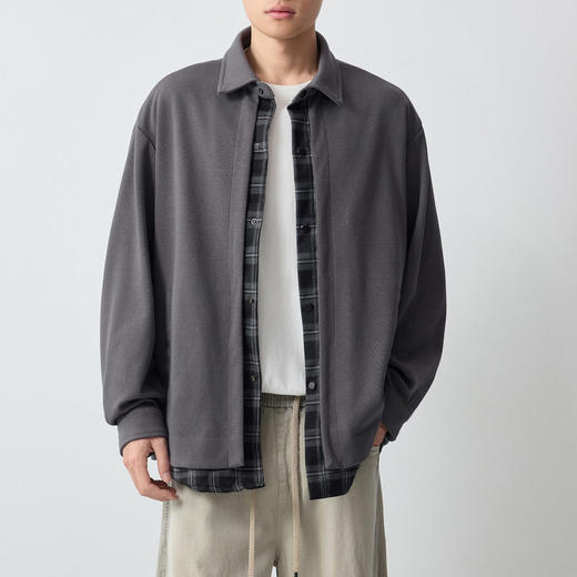 墨麦客男装高智通勤假两件外套男2026春季新款格纹拼接夹克81596. 商品图1