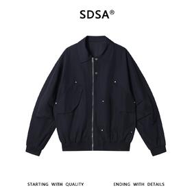 SDSA男装2026新款高贵轻奢复古工装风翻领夹克大口袋铆钉外套宽松