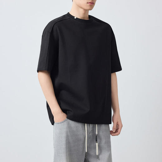 墨麦客男装美式休闲拼接男士短袖2026春新款宽松圆领t恤男75227. 商品图2