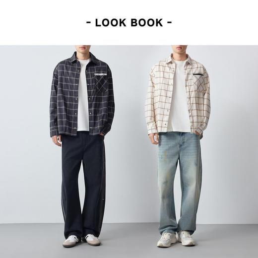 墨麦客男装城市运动格纹长袖衬衫男2026春新款宽松男士外套81563. 商品图4