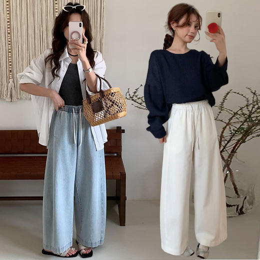 老米优品🎈砂洗棉质，轻柔垂顺~《巨显瘦春季阔腿九分裤》多道砂洗工艺反复打磨 版型魔法先搜！ 藏肉显高~ 商品图9