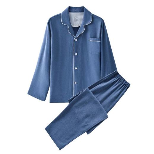 日式无印法兰绒家居服良品纯色全棉情侣绒布厚款秋冬睡衣居家格纹 商品图3