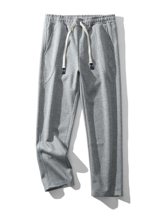 F030602慕冬绒复合牛奶丝棉纯色抽绳松紧腰休闲裤拼接设计直口裤脚运动卫裤 商品图10