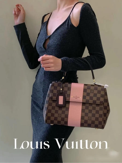 Lv Bond Street bb 棋盘格拼粉 斜挎包 商品图3