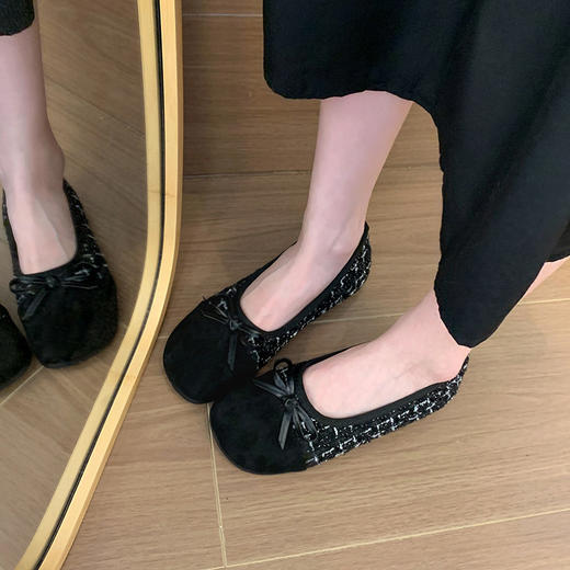 【64.9/双】小香风时尚单鞋女2026新款蝴蝶拼色乐福鞋春秋季甜妹子穿的豆豆鞋聚★为爱严选 商品图2