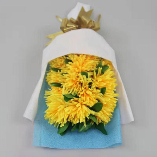 黄色花清明节祭祀花束绢花手捧花公墓摆放仿真菊花批发殡仪馆人造假花束 商品图0
