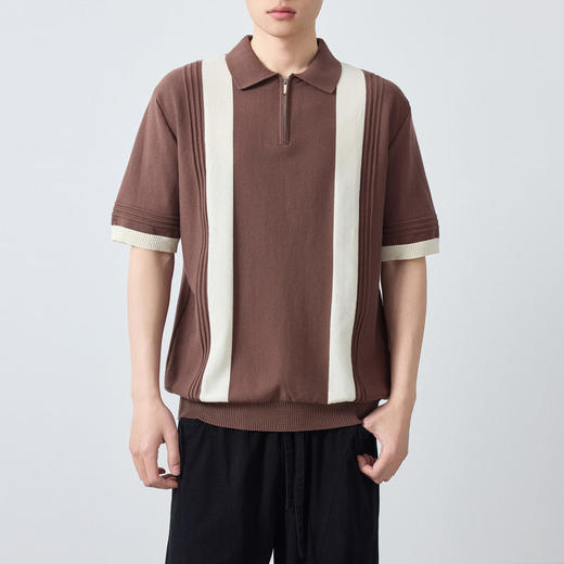 墨麦客男装高智通勤针织短袖POLO衫男2026新款撞色男士t恤75206. 商品图2