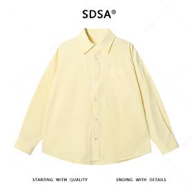 SDSA男士秋冬新款痞帅男装简约基础款纯色口袋翻领长袖衬衫百搭