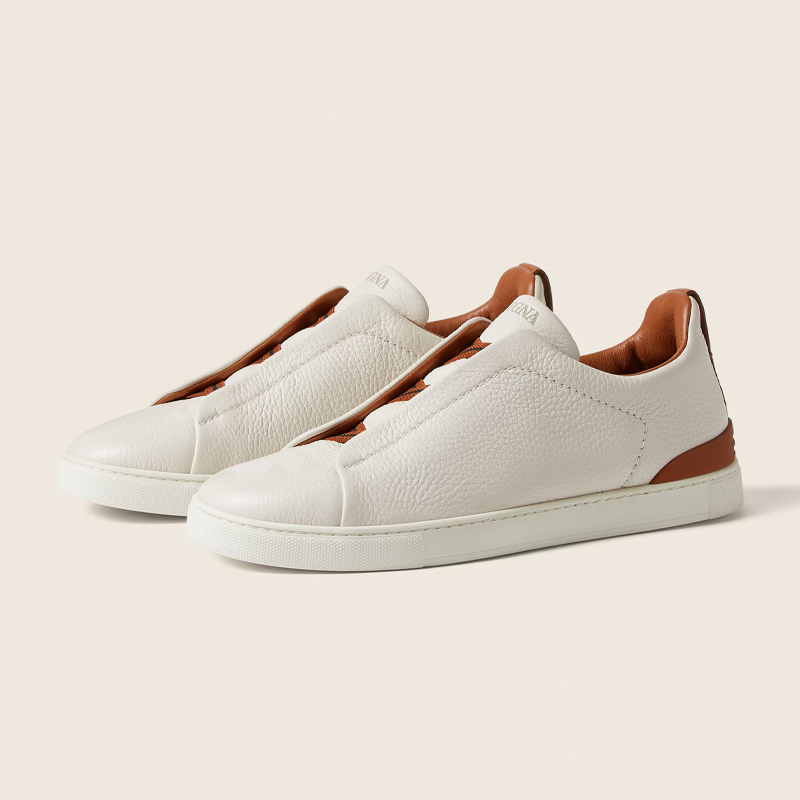 【三】ZEGNA 杰尼亚 男士鹿皮 Triple Stitch™ 休闲运动鞋 米白色 LHCVO S4667Z SPA