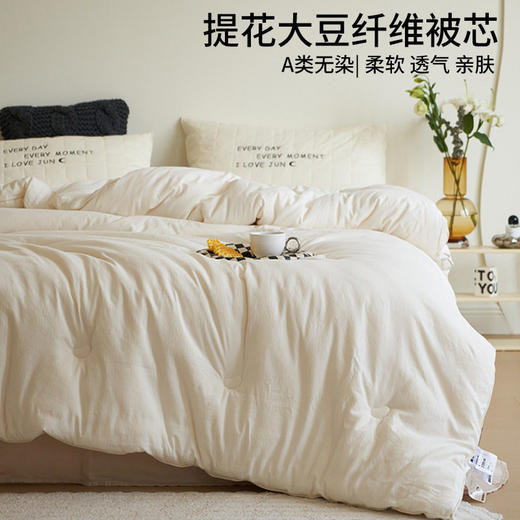日式无印双小奶豆被子良品纯色春秋被大豆被秋冬被芯提花柔软双人 商品图2