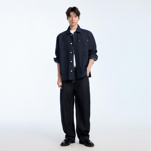 NPC潮牌亚麻混纺肌理感牛仔衬衫胸前大口袋微阔秋上新NP5CDC24 商品图1