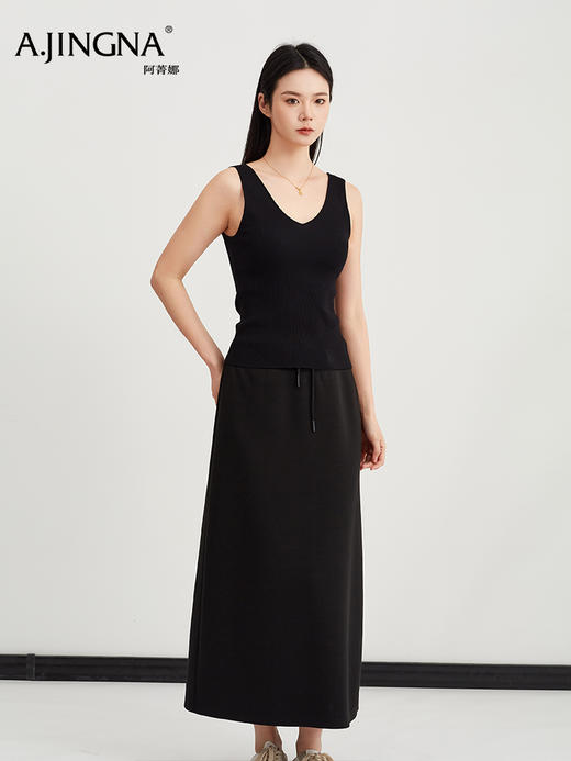 【针织吊带】阿菁娜春季新款四季万能打底双面两穿针织吊带V领显瘦方领利落F31C301007 商品图2