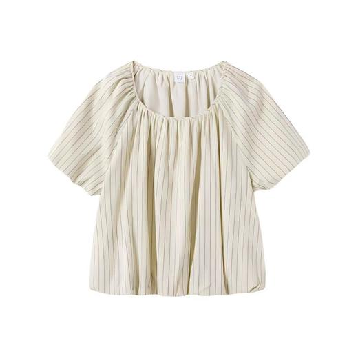 GAP 79.9元 条纹U领花苞下摆灯笼短袖 (线上线下同时在售不保证有货，活动款不退不换介意勿拍) 647990-QS 商品图2