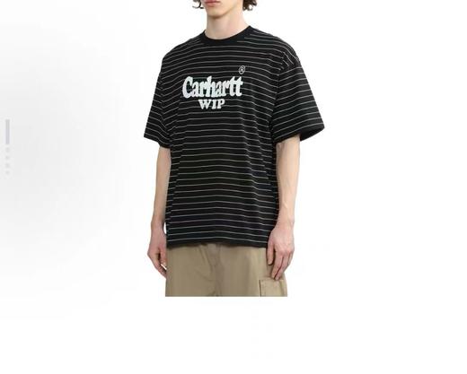 F0306129字母印花条纹杨幂同款条纹元素舒适通勤风百搭耐看男女同款圆领短袖 商品图11