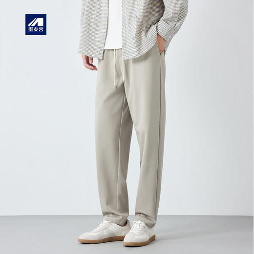 墨麦客男装高智通勤松紧腰休闲裤男2026春新款小直筒裤子男91547. 商品图0