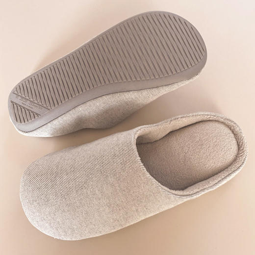 【清仓品】日式无印全棉家居拖鞋良品纯色情侣地板拖鞋冬加绒防水 商品图2