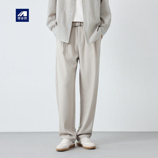 墨麦客男装高智通勤长裤子男2026春季新款肌理感男士休闲裤91543. 商品图0