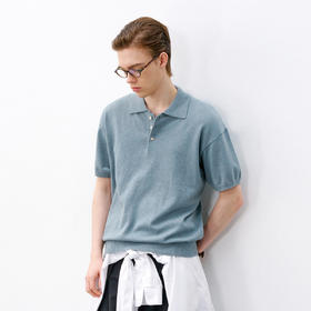 714street微宽松老钱风短袖T恤男2026夏季山羊绒棉混纺针织POLO衫