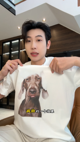 266103SDSA男装2026新款重磅短袖T恤威玛猎犬动物印花宽松圆领上衣