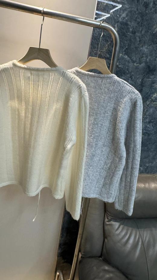 F030664日系竖条镂空肌理系带蝴蝶结针织开衫 商品图3