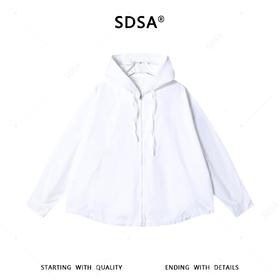 SDSA男装2026新款高贵轻奢简约纯色拉链连帽衬衫百搭时尚休闲衬衣