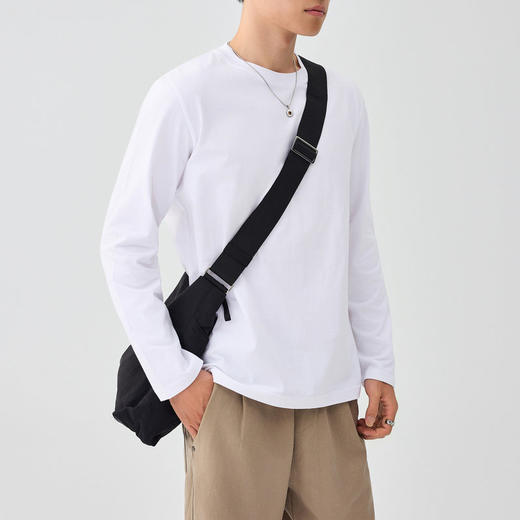 墨麦客男装230g精梳棉长袖t恤男2026春新款纯色男士打底衫75147. 商品图3