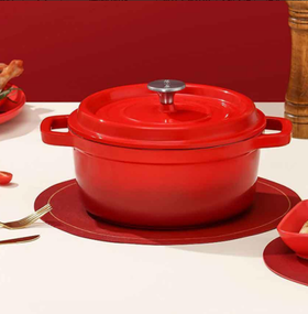张小泉 中国红铸铁珐琅锅