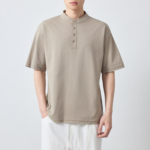 墨麦客男装高智通勤亨利领t恤男2026春季新款简约男士短袖75225. 商品图2