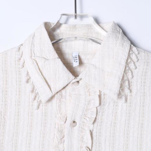 26CS25SDSA男装2026新款高贵轻奢简约时尚领口珠子花边翻领长袖衬衫百搭 商品图3